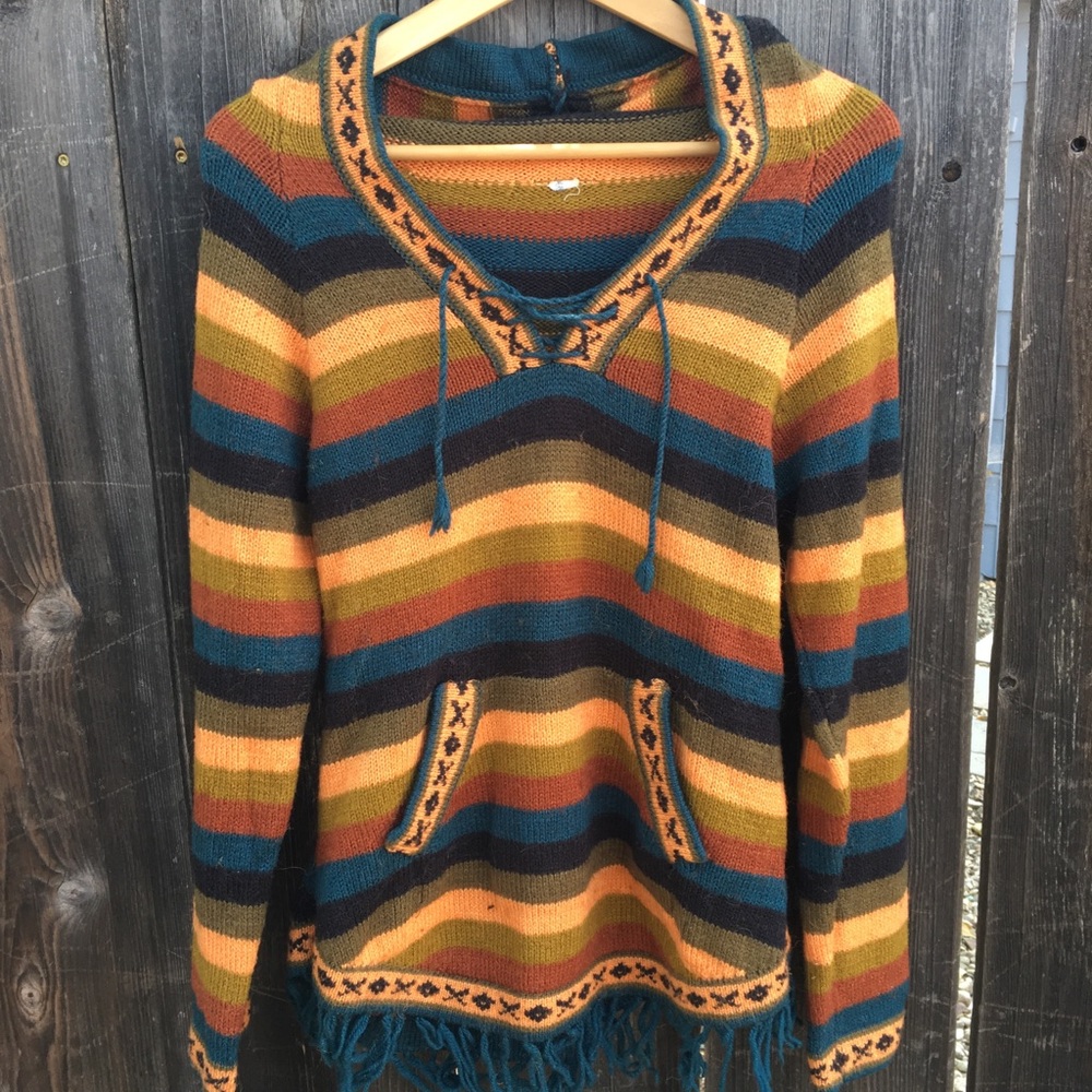 Boho Baja inspired striped Sweater Size Small